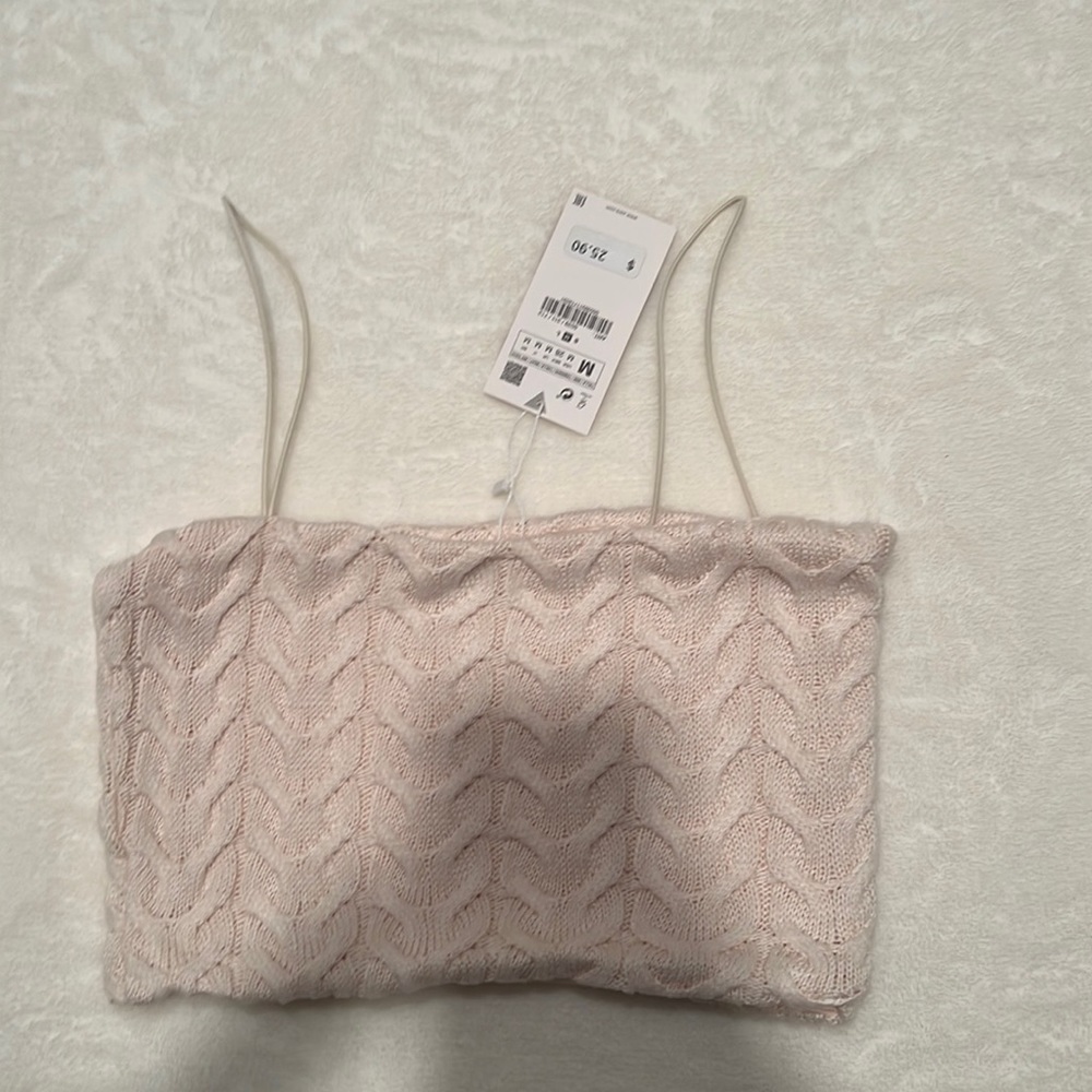 Zara cream straight neck sweater crop top